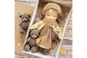 frovi Poupée Waldorf Faite À La Main，2023 Nouvelle Poupée en Tissu Fille 24 Cm Vinyle Poupées Waldorf Bien Faites,Jouet en Peluche De Dessin Animé Fait À La Main (D)