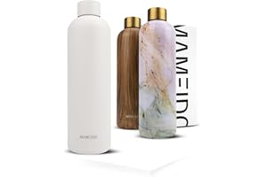 MAMEIDO Botella termica 500ml, 750ml & 1l - Botella agua acero inoxidable antigoteo, Botella agua termica sin BPA, Botella termo para bebidas frías y calientes (Pure White, 500ml)