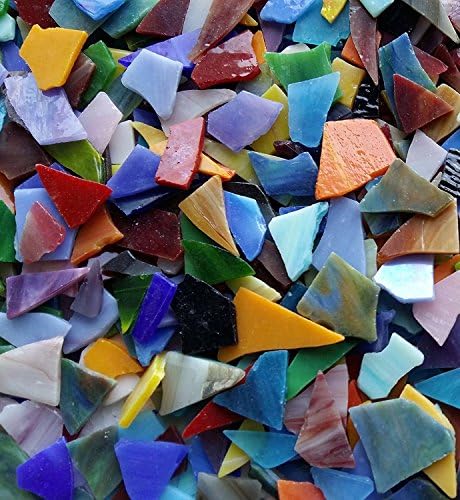 Luokado Glass Mosaics Pieces Bright Stained Glass, Assorted Colors and Shapes, 1kg/35 ounce