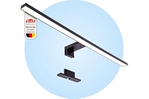 ‎MAX K O M F O R T max K O M F O R T LED Spiegelleuchte Badleuchte Schminklicht Schwarz | 8W neutralweiß 750 Lumen IP44 | Aufbauleuchte Eckig Montage für Spiegel oder Schrank | BAD-S60