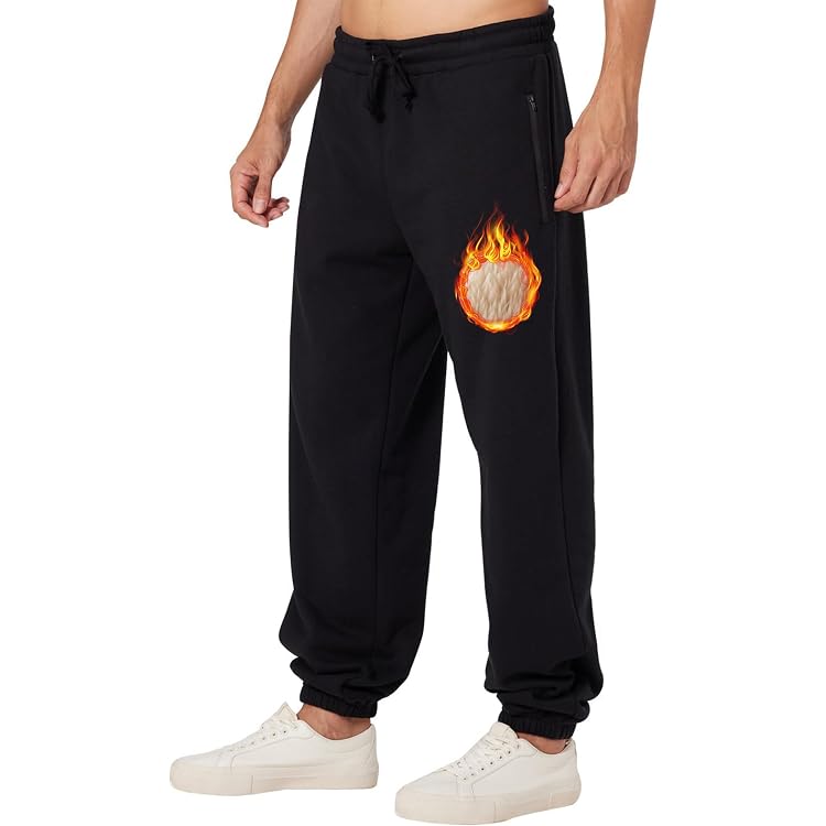Pantalon De Jogging D'hiver Homme Doublé Polaire Sherpa - JustSun | Poches Zippées, Taille élastique, Chaud Et Confortable
