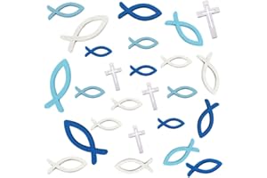 ‎HAKACC HAKACC Kommunion Deko, 100 Stück Tischdeko Konfirmation, Taufe Streudeko Holz Kreuz Fisch Babyshowerparty