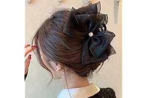 RUIYDZ Schwarze Tüllschleife Haarklammer Groß Haarspangen Damen Hair Clip Chiffon Schleife Haarkralle Haarklammern Mädchen Strasssteine Haarspange Haarclips Hair Claw Clip Hair Accessories Women Hair Clips