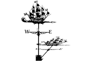 GANFANREN Shot Case Wetterfahne aus Segelschiff Piratenschiff Wikinger-Kriegsschiff Windanzeiger aus Edelstahl zur Dekoration im Außenbereich für den Außenbereich