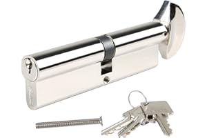 DIDA® 100mm(45T/55) Thumb Turn Euro Cylinder Lock,UPVC Barrel Lock with 3 Keys Anti-Pick,Anti-Bump,Anti-Drill,High Security,Polished Nickel Finish,Suitable for All Door Types,BS EN 1303:2005