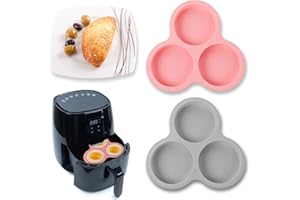 cobee Air Fryer Egg Pan, 2Pcs Reusable Silicone Egg Baking Mold Small Muffin Top Pans Non-Stick Air Fryer Liner Accessories for Pancakes Sandwiches Hamburger Breakfast Bun Pan Egg Bites Maker