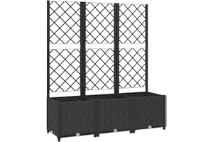 vidaXL Jardinière avec Treillis, PP, Noir, 120x40x136 cm, Bac à Fleurs pour Terrasse et Balcon, Jardin, Support pour Plantes, Bac DIY