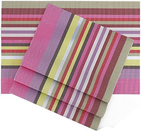 Karateeltd Place Mats Table Place Dinner Mats Washable Insulation Non-slip Plastic Vinyl Table Mats (Set of 4) KARAOO1 Pink