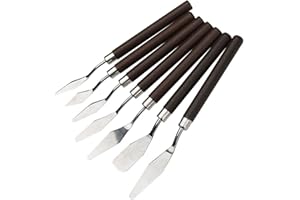 CONGGUAN 7 Pieces Stainless Steel & Wood Painting Knives Set for Oil, Watercolour, Gouache & Rock Painting