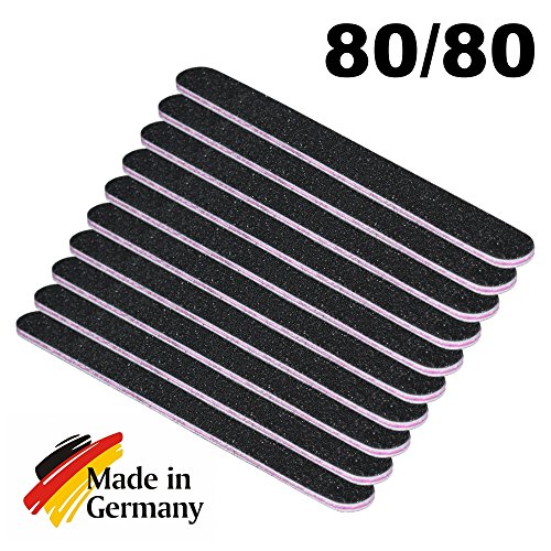 10 Stück Nagelfeile gerade schwarz grob 80/80 Kernfarbe Pink Profi-Qualität - 2