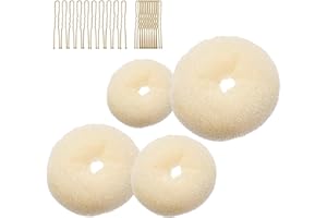 HDXH 4 Pcs Ring Style Donut Bun Shaper with 20 golden Hair Pins,Beige Donut Bun Maker,Hair Donuts,Shaper Set For Dancers, ballerinas,Girls etc And daily hairstyles DIY（Beige）