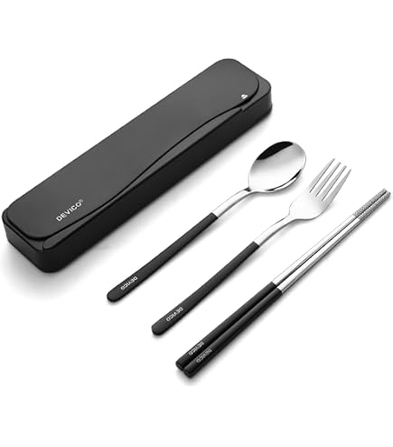 Outlery | Set posate da viaggio in acciaio inox (oro metallizzato) - posate da viaggio facili da trasportare, set di posate in acciaio inossidabile