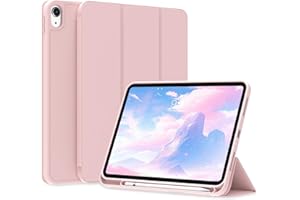 BQDIYOO Coque pour iPad (A16) 11ème Génération 11" (2025)/iPad 10ème Génération 10,9" (2022), avec Porte Pencil, Mince Légère à Trois Volets, Réveil/Sommeil Auto, Rose