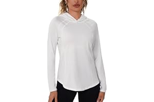 Terecey Camisetas Deportiva Mujer de Manga Larga UPF 50+ Top Transpirable con Capucha de Secado Rápido