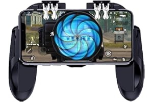 Ozkak Gatillos para Movil Mando Mobile Controller 6 dedos con Ventilador, Gamepad Joystick de Disparo y apuntar L1R1 L2R2 Grip para Call of Duty PUBG Compatible con Smartphone iOS e Android