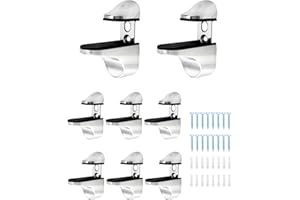 QWORK® 8 szt. Regulowane wsporniki do szklanych półek, wspornik do szklanych półek Wspornik szklany do montażu na ścianie Stop cynku do szklanych półek akrylowych o grubości 3-20 mm Półki drewniane