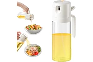 NEWVENPER 2 in 1 Oil Dispenser and Oil Sprayer Premium Olive Oil Dispenser Bottle with Automatic Cap, Non-Drip Spout Oil Mister Oil Spray Bottle for Cooking, Kitchen, Salad, Barbecue Gray 550ML/ 18.6fl.oz