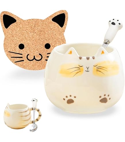 „Ich Arbeite Hart Damit Meine Katze…“ – Lustige Keramik-Tasse Mit Katzen-Spruch Für Kaffee & Tee