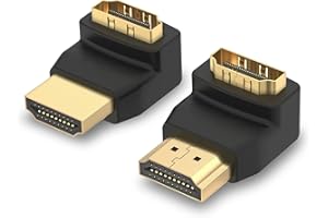 VCE Adapter HDMI pod kątem prostym 90 stopni i 270 stopni, męskie na żeńskie złącze HDMI 2.0 do 4K i 3D, montowany na ścianie telewizor, laptop, Roku, 2 szt. (1 para)