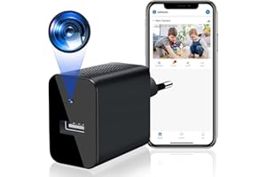 Mini Telecamera WiFi, HGYGHO 1080P Caricabatterie Telecamera Senza Fili Piccole Videocamere di Sorveglianza con App per IOS Movimento Attivato Avvisi Microcamera di Sicurezza Wireless Segreta per Casa