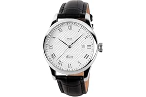 FORRADER Orologi da uomo analogici al quarzo cinturino in pelle con numeri romani impermeabili alla moda business casual orologi da polso per uomo