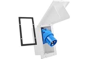 WAMOVO Prise extérieur CEE blanc, résistante aux projections d'eau, 200-250 V, 16 A, tripolaire