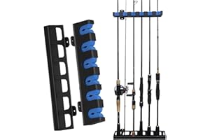 SXCCNW Rutenständer, Angelrutenhalter Horizontale Vertikaler Angelrutenhalter Wandhalterung Rutenhalter für Familie Wand Garage Aufbewahrung 6 Angelruten 31,5 x 6,5 cm Blau