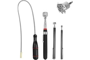 SENLINLIN 4 Stück Magnetstab Set, Tragbares Teleskopmagnet Stabmagnet Extra Stark, Flexibler Magnetheber Magnet Stift Werkzeug zum Aufnehmen von kleinen Teilen & Autoteilen (1.5LB 5LB 15LB)