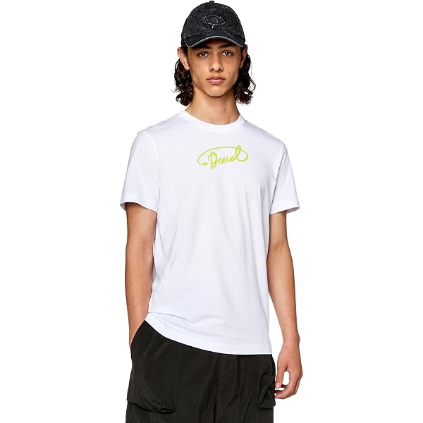 Diesel Herren T-Shirt T-diegor-k72 – Schmaler Fit, Mit Logo & Marmor-Effekt