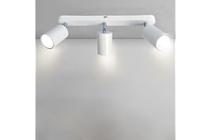 Sweier White 3 Way Rotatable GU10 Spot Light, 5W 430LM Warm White 3000K, Lamp Holder Angle Adjustable Ceiling Spotlight, Ideal for Kitchen, Living Room, Bedroom, Cloakroom