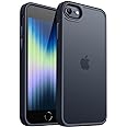 CANSHN Matte Case for iPhone SE 3/2 (2022/2020), iPhone 8/7, [Military Protection] Protective Case Velvet Touch Matt Anti-Scratch, Translucent Back Protective Case, Anti-Fingerprint (Black)