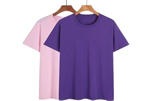 MNSFA Lot De 2 T-Shirts à Col Rond Et Manches Courtes Coupe Slim pour Femme, T-Shirt Basique Uni