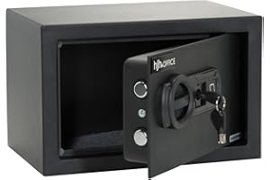hjh OFFICE Safe Compact II 830039 Safe with Fingerprint Sensor 8.5 L Steel Black Furniture Safe Double Bolt 20 x 31 x 20 cm