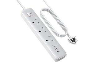 UGREEN GaN 6-in-1 Surge Protector Power Strip with PD30W USB-C (2A1C) | GAN, Overload/Short-Circuit/Overheat Protection Extension Cord, 3 AC Outlets, UK Plugs with 2M Lead, for Home Office Travel