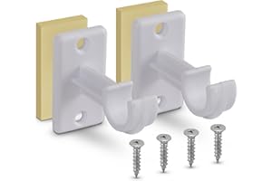 Bestlivings 2er Pack Ersatzträger für Gardinenstangen bis Ø 12 mm in Weiß (L 3,5 cm), Träger für Cafehausstangen, Scheibenstangen
