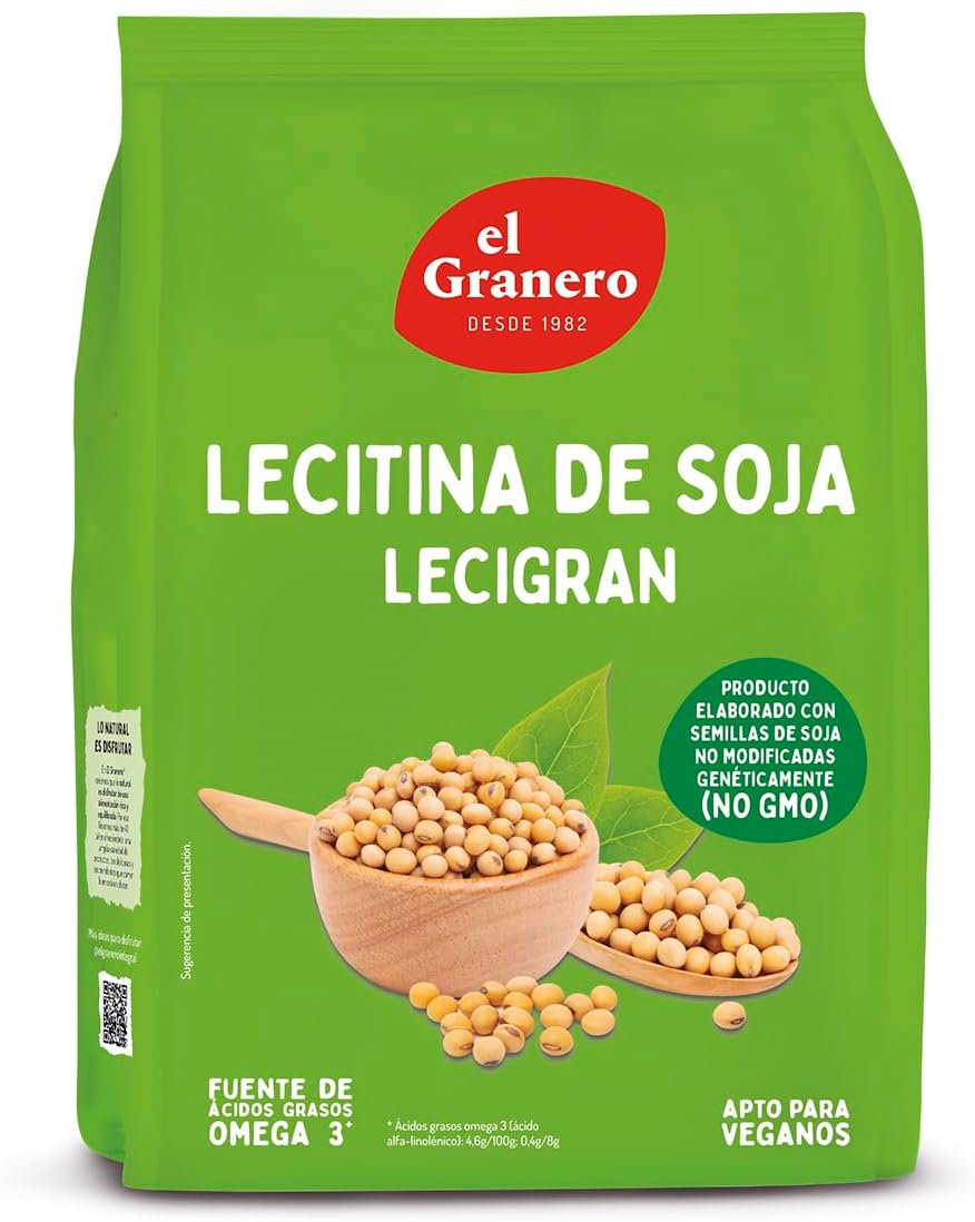 El Granero Integral - Lecigran, Lectina de Soja - 500 g - Rico en Vitaminas y Minerales - Favorece el Tránsito Intestinal - Beneficiosa para la Circulación Arterial - No GM - Apta para Veganos
