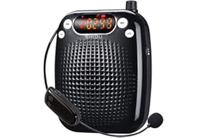 Amplificador de Voz Inalámbrico 10W, Amplificador de Voz Personal SHIDU, Altavoz PA Recargable con UHF Auriculares inalámbricos con micrófono para Maestros, Canto, guías turísticos, Aula, Aire Libre