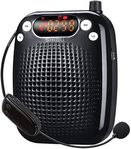 Ampli Voix Enseignants Guides Amplificateur Voix Portable SHIDU 10W - Micro Casque Sans Fil 2000mAh Haut-parleur Portatif Vocal