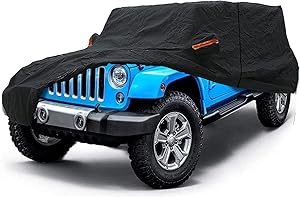 Big Ant Copertura per auto esterna impermeabile per Jeep Wrangler CJ,YJ, TJ & JK a 2 porte, telo per Wrangler impermeabile, anti-graffio UV polvere, resistente, durevole, nero