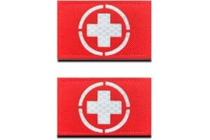 ZCKETO 2 Pièces Réfléchissant Croix Médicale Croix-Rouge Patch Souriant IR Infrarouge Sécurité Badge Moral Tactique Militaire EMT EMS Médecine Patch