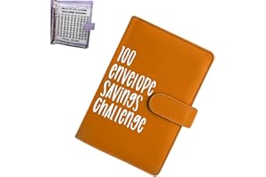COKEEY 100 Envelope Challenge Binder,Cash Binder with Envelope, Saving Challenge Binder, Money Saving Envelope for School, Home, Office (Orange)