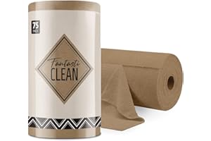 Fantasticlean Paño de Limpieza de Microfibra, 75 Unidades por Rollo Paños de Microfibra Rasgable, Trapos Reutilizables y Sin Pelusas, para el Coche, la Cocina y el Hogar 30x30cm-Marrón