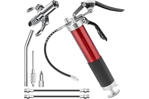 lisetar Pressa per grasso per nipplo, 8000 PSI ad alte prestazioni, set con attacco rapido, bocchino e ugello per ago, pressa per grasso da 400 g, con tubo flessibile e tubo metallico