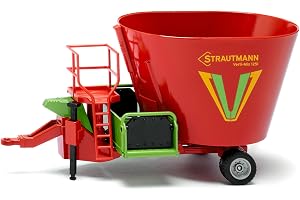 siku 2450, Strautmann Foderblandare, 1:32, Metall,plast, röd, Rörlig foderblandare