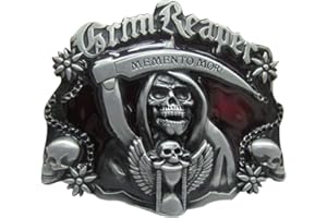 LKMY Hebilla de cinturón para hombre, calavera occidental y hebilla de cinturón de Katana, hebilla de cinturón de trinquete celta para hombre y mujer, día del padre (rojo), Aleación de zinc