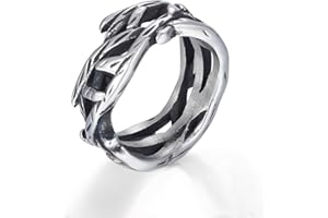 Joliernelle Jesus Crown of Thorns Ring for Men Vintage Stainless Steel Thorn Ring Vine Branch Lucky Ring