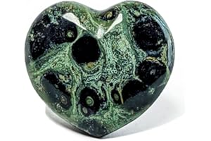 EUSICE - Cuore Diaspro Kambamba, Pietra Naturale per il Benessere, Cristallo Levigato a Mano per Litoterapia, Chakra, Meditazione