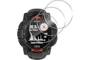 Aerku Pack of 3 Screen Protectors Compatible with Garmin Instinct 3 Solar (50 mm) for Tempered Glass, HD 9H Hardness Screen Protector, Anti-Scratch Protective Glass, Anti-Bubble Tempered Glass Screen