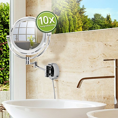 casa pura® Kosmetikspiegel für die Wandmontage | mit LED Beleuchtung | 3 hohe Vergrößerungsgrade wählbar (10-fach) - 4