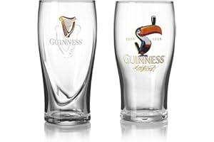 CHARM FOOT Guinness Official Merchandise Gravity and Tucán - Paquete de 2 vasos de pinta, 591 ml